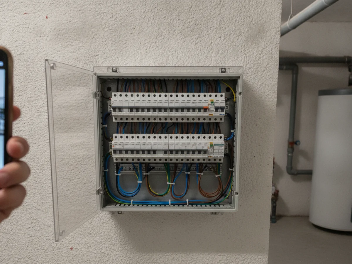Électricien installant un nouveau tableau électrique à Sierre